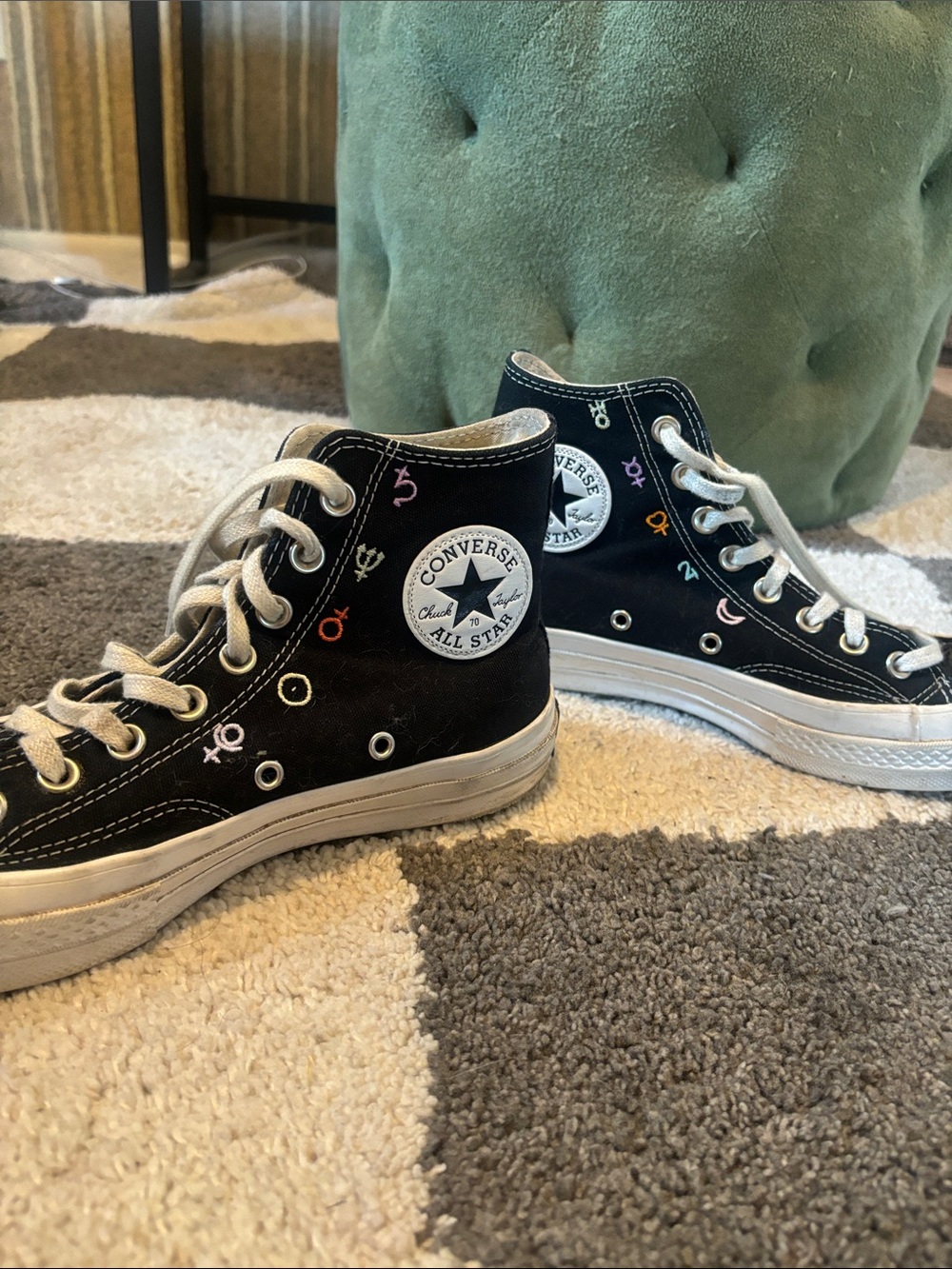 Converse Black High-Top Sneakers with Multicolor Moon Accents - Picture 2 of 5